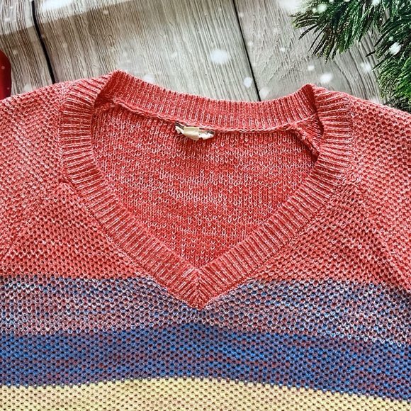 Hem & Thread Striped Colorblock Pullover V-Neck Sweater - Picture 8 of 10